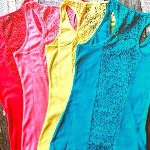 Razor Back, lace ribbed tanks